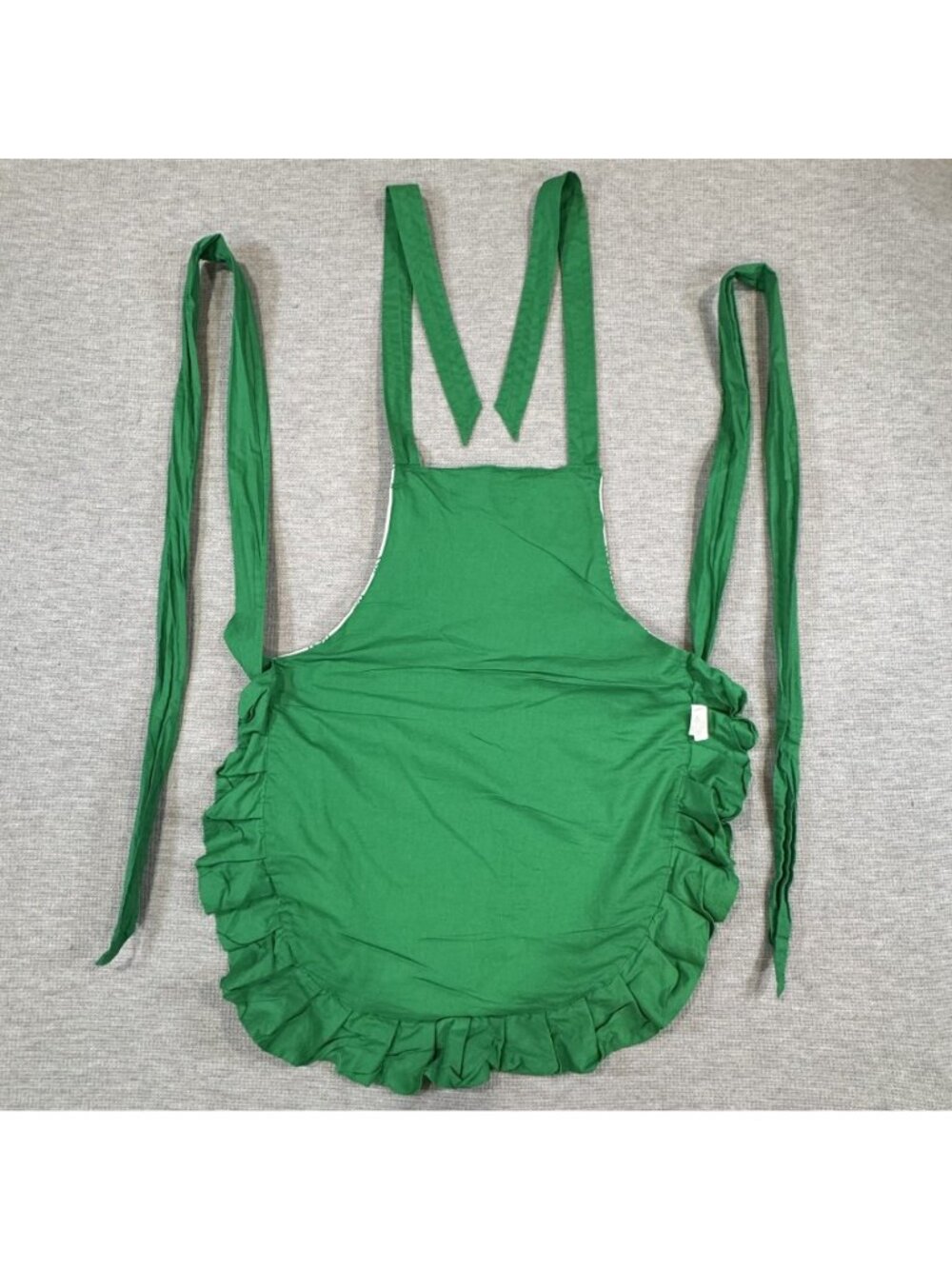 Flirty Aprons Ruffled Kitchen Apron Green White Filigree Floral Pocket One Size - Picture 4 of 13